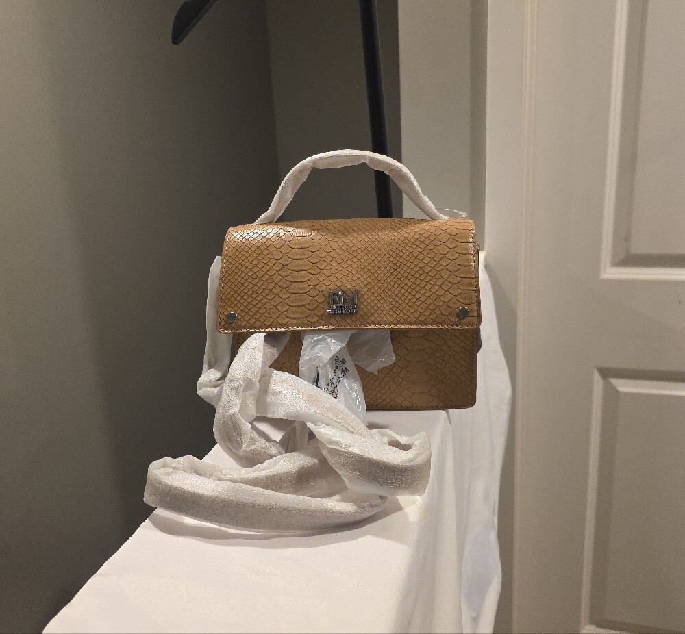 Rebecca Minkoff Tan Snakeskin-Embossed Mini Top-Handle Bag - Picture 6 of 11